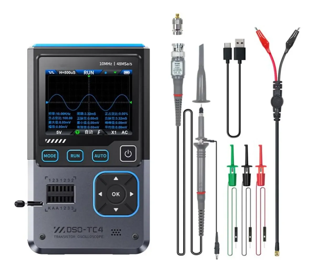 FNIRSI DSO-TC4 – Osciloscopio y Probador de Componentes 3 en 1